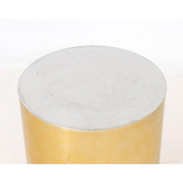 Mid-Century Modern Modern Chrome and Gold-Tone Cylindrical Side Table For Sale - Image 3 of 5