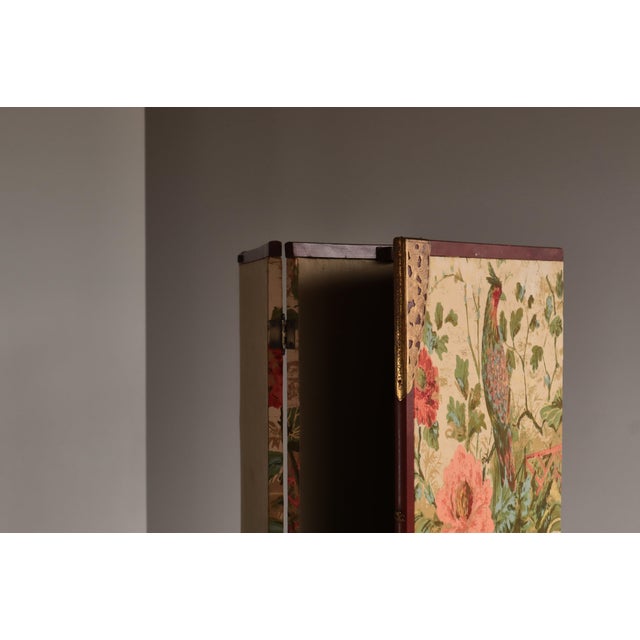 Vintage Scandinavian Chinoiserie Wood and Printed Fabric Room Divider For Sale - Image 18 of 18
