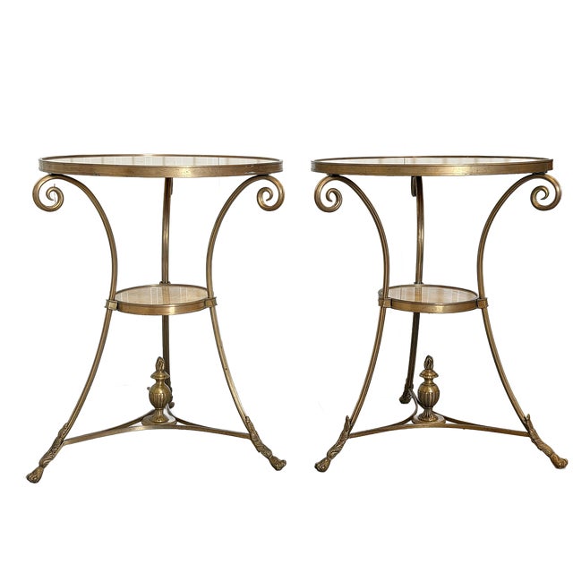 Gold Louis XVI Directoire Style Gilt Metal & Honey Onyx Guéridon Side Tables - A Pair For Sale - Image 8 of 18