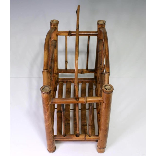 Mid 20th Century Vintage Hand Made Faux Tortoise Bamboo Magazine Rack For Sale - Image 5 of 9