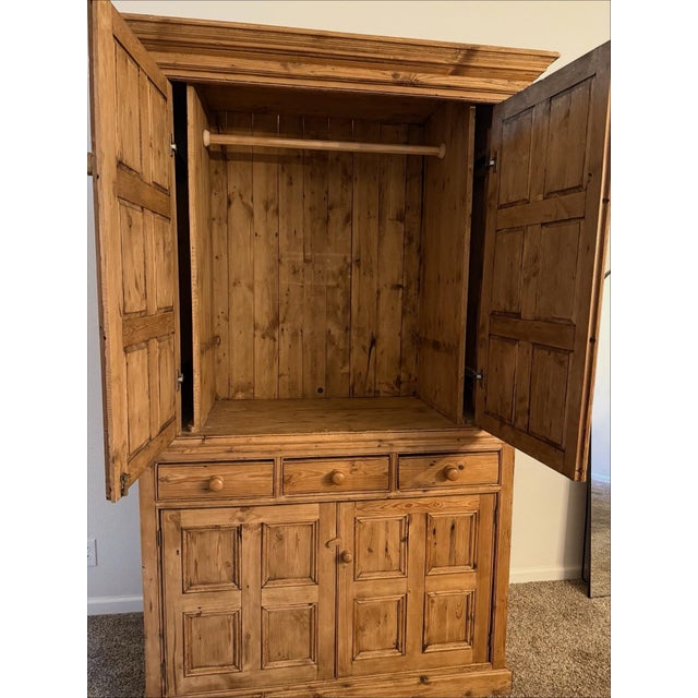 Late 20th Century Late 20th Century European-Style Pine Linen Press / Armoire For Sale - Image 5 of 5