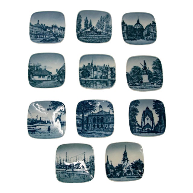Mid 20th Century Delft Ceramic Tiles- Set of 11 For Sale