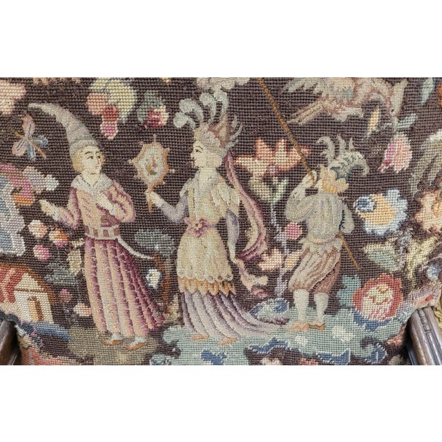 Ca 1890 Jacobean Needlepoint Arm Chair For Sale - Image 10 of 18