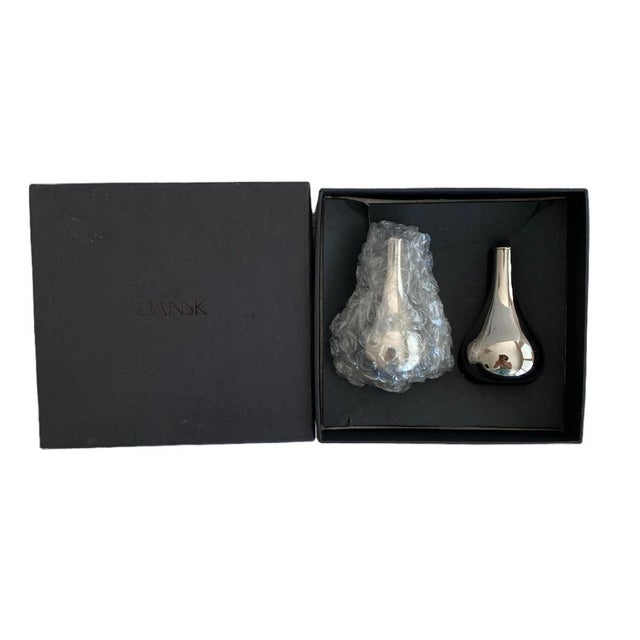 Dansk Nickel Plated Onion Tear Drop Shaped Tiny Taper Candle Holders
