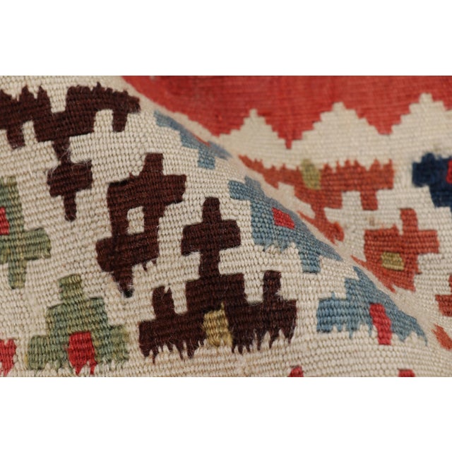 Textile Vintage Kilim in Red With Polychromatic Geometric Patterns, From Rug & Kilim For Sale - Image 7 of 7