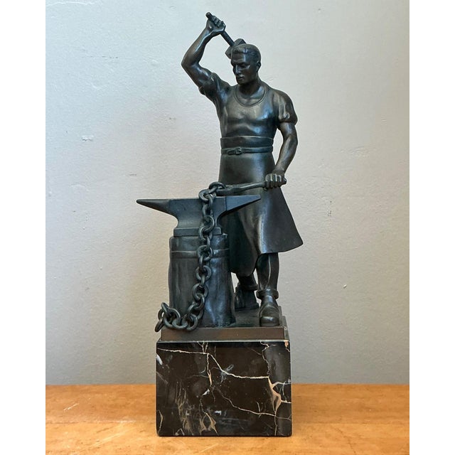 Vintage Bronze Blacksmith Sculpture For Sale - Image 11 of 14