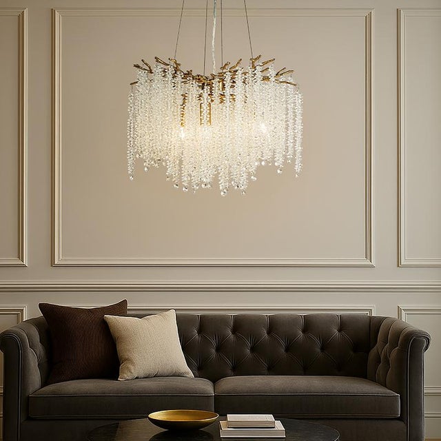 Aloadecor Antique Brass Branch Crystal Chandelier For Sale In Houston - Image 6 of 8