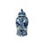 This exquisite blue and white porcelain ginger jar features an ornate, paneled design painted in rich cobalt tones against...