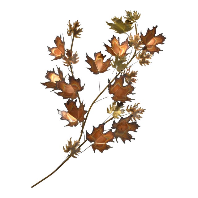1970s C. Jeré "Leaves" Wall Sculpture in Mixed Metals For Sale