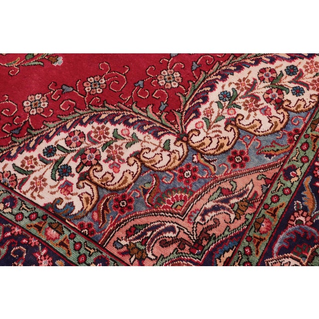 Shabby Chic Shabby Chic Persian Tabriz Red/Purple Wool Rug - 9'2'' X 12'7'' For Sale - Image 3 of 10
