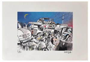 Giuseppe Megna, Scarp Cars, Original Lithograph, 1976