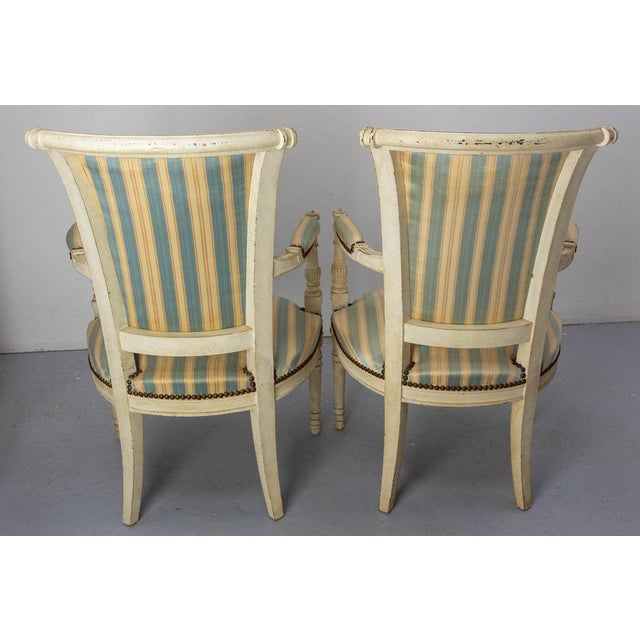 Set of French Louis XVI Style Open Armchairs, 1960 For Sale - Image 6 of 13