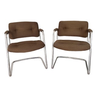 Pair of 1987 Steelcase 421 Brown Wool Tweed For Sale