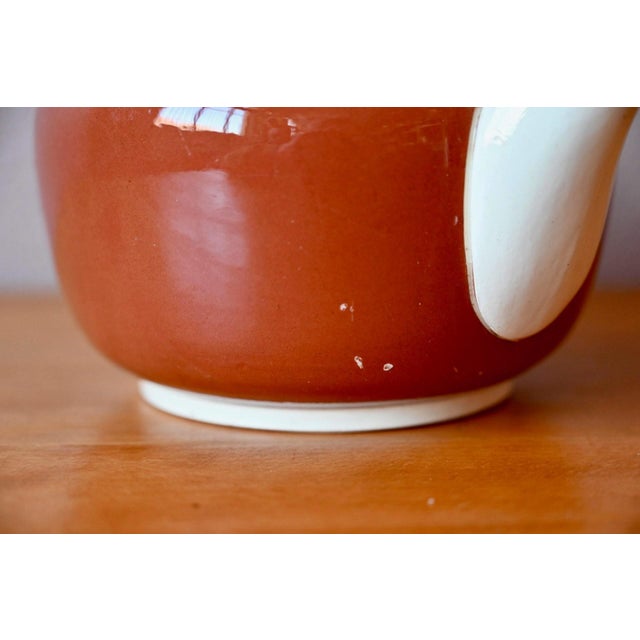 Two-Tone Sarreguemines Earthenware Teapot in Brown-Red and White, 1950s For Sale - Image 9 of 10