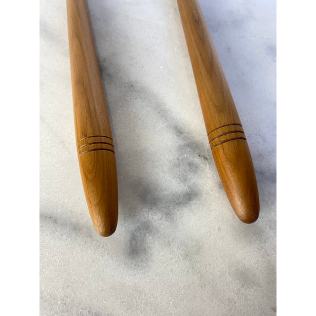 Sheffield Mfg. Co Vintage Sheffield England Wood Handled Salad Serving Set - a Pair For Sale - Image 4 of 6