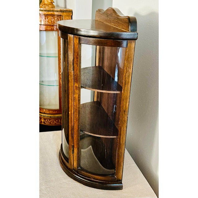 Mid 20th Century Mid-Century Wood and Glass 3-Tier Curio Display Cabinet For Sale - Image 5 of 10