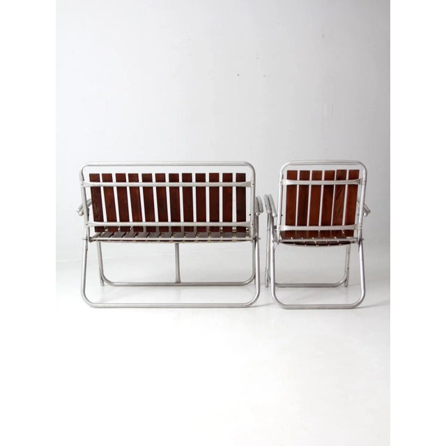 Mid Century Folding Outdoor Chair and Table Set For Sale - Image 6 of 13