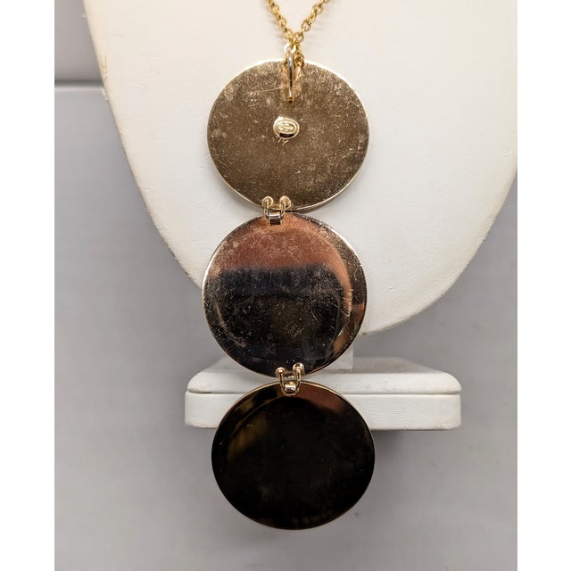 Mid-Century Modern Vintage 1969 Signed Henkle & Grosse Germany Black Resin Discs Pendant Necklace For Sale - Image 3 of 6