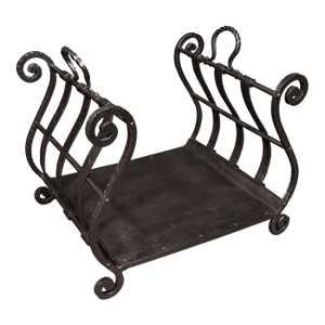 Antique Log Layer, English, Wrought Iron Fireside Fuel Keeper, Victorian, c.1850