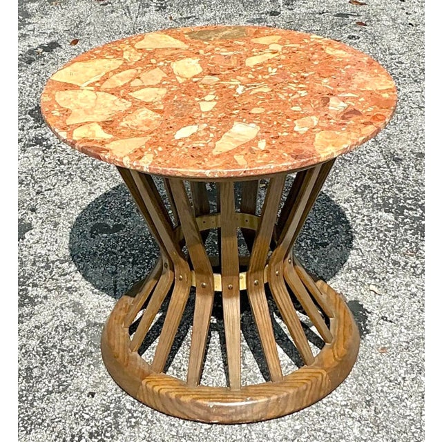 Vintage MCM Edward Wormley for Dunbar Terrazzo Top Side Table For Sale - Image 10 of 12