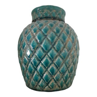 Turquoise Ceramic Ginger Jar For Sale