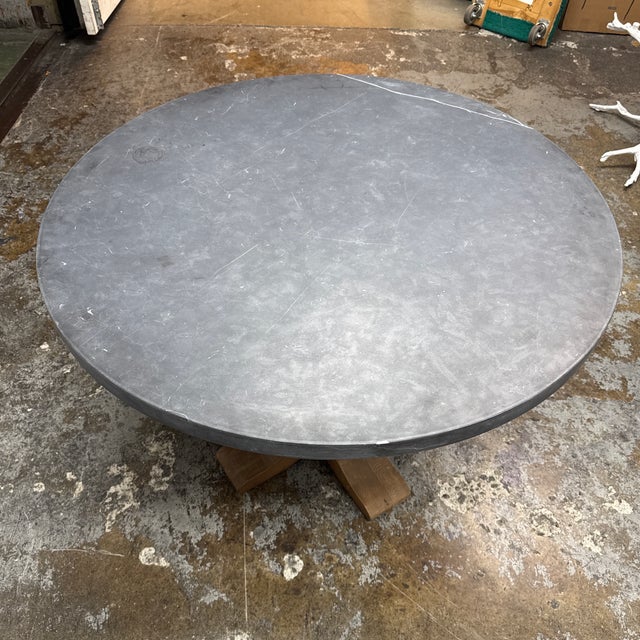 Rustic Timothy Oulton for Restoration Hardware Salvaged Round Dining Table, 42 Inch For Sale - Image 3 of 12