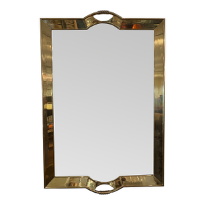 1970s Italian Modern Brass Tray Mirror