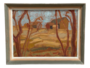 Autumn Landscape, 1950s, Oil Painting on Panel, Framed