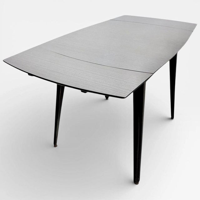 Mid-Century Modern Space Age Black & White Formica Draw Leaf Extending Dining Table For Sale - Image 4 of 10