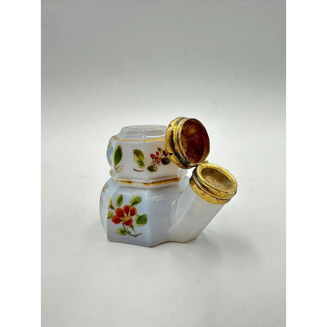 Very Charles X French Opaline Travel Perfume Bottle, in Flawless conditions. Designed before 1890