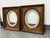 Design Plus Gallery presents a Pair of Circa 1895 Victorian Wood + Oval 18 Karat Gold Picture Frames. Presenting a...