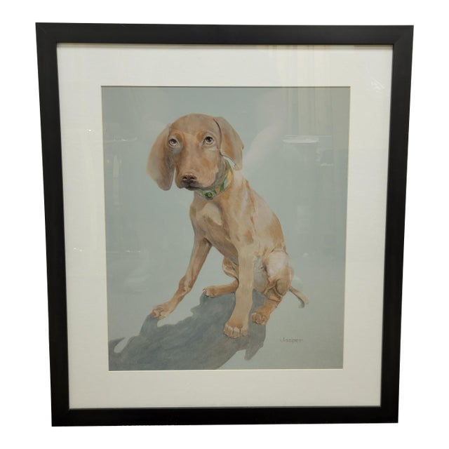 Framed Vizsla Pointer Puppy Dog Pastel Drawing by Pam Baldwin For Sale