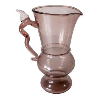 19th or 20th Century Purple Amethyst Bohemian Venetian Glass Pitcher For Sale