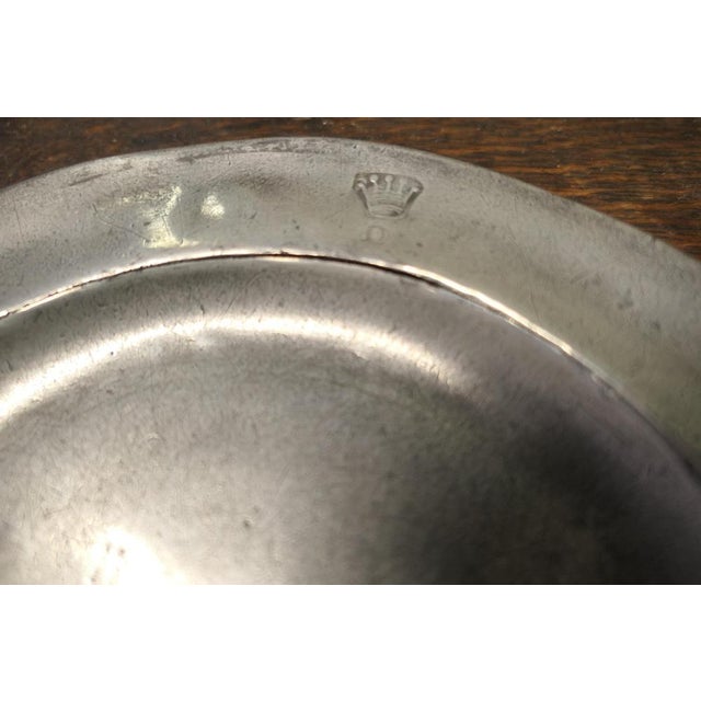 Antique Pewter Chargers Embossed with Crown Over D, Set of 5 For Sale - Image 5 of 9