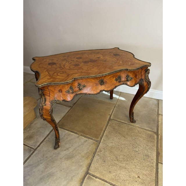 Antique French Freestanding Kingwood Marquetry Inlaid Centre Table, 1880s For Sale - Image 9 of 13