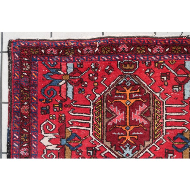 Red 1920s, Handmade Antique Persian Karajeh Rug 2.9' X 4.6' For Sale - Image 8 of 12