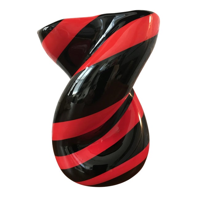 1950s Vase "Rosso Nero Ritorto" by Archimede Seguso For Sale