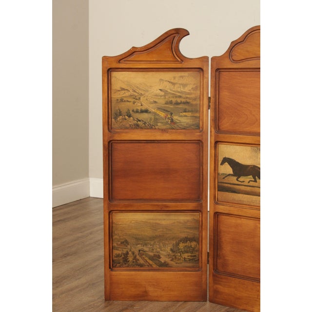 Wood Vintage Three-Panel Decoupage Folding Screen For Sale - Image 7 of 12