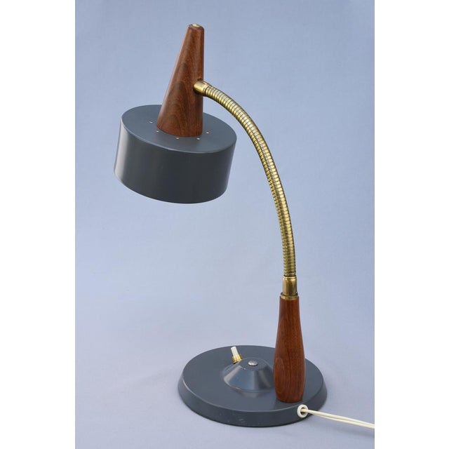 1960s Adjustable Teak and Brass Table Lamp by Lyfa, Denmark, 1960s For Sale - Image 5 of 12