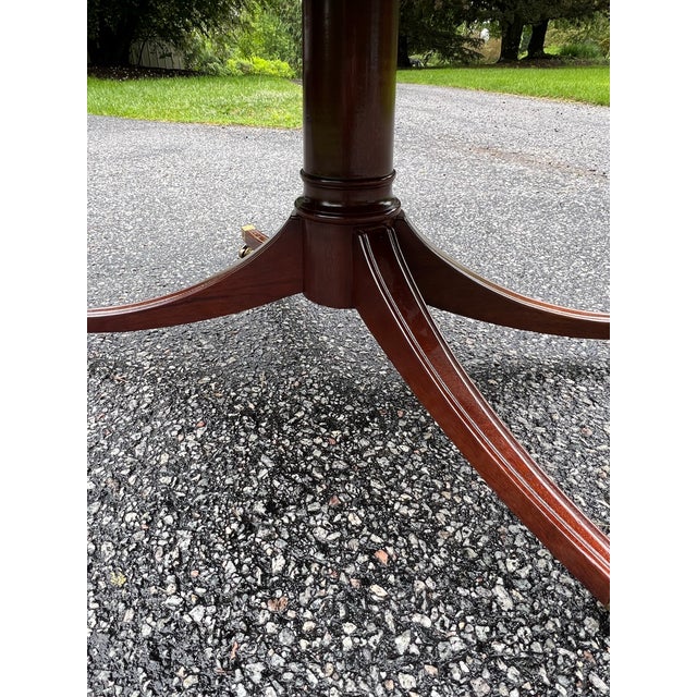 Brown Regency Style Flame Mahogany Banded Oval Coffee Table For Sale - Image 8 of 8