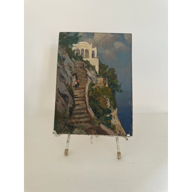 Sky Blue 1930s Miniature Painting of Capri For Sale - Image 8 of 8