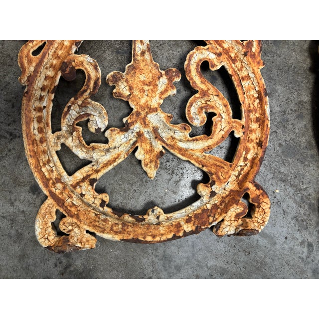 Copper Late 19th Century Heavy Wrought Iron Architecture Salvage Decorative Scrolls, a Pair For Sale - Image 8 of 9