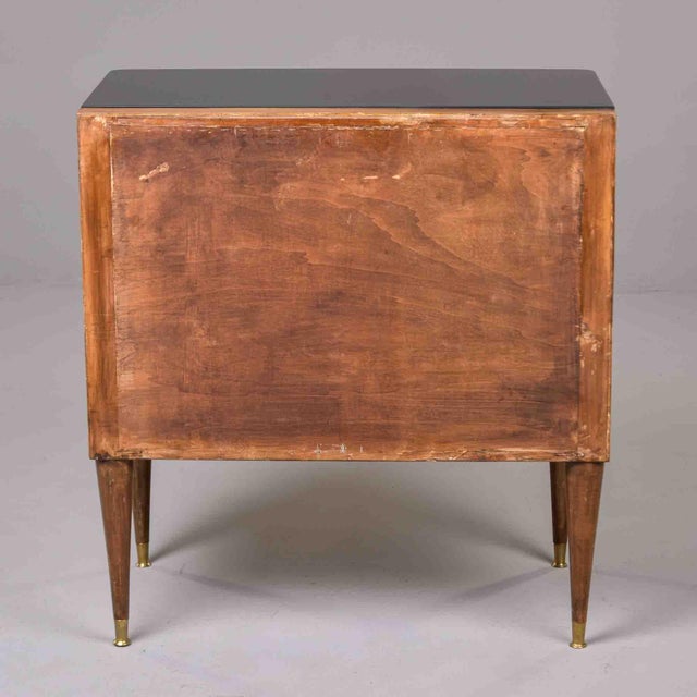 Italian Mid-Century Burl Walnut Four-Drawer Chest With Black Glass Top For Sale - Image 12 of 12