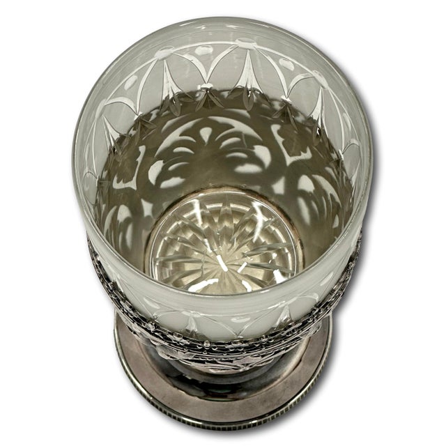 Silver Beautiful Large Antique American Victorian Silverplate & Hand Cut Crystal Dining Table Celery Holder - Circa 1880s For Sale - Image 8 of 12