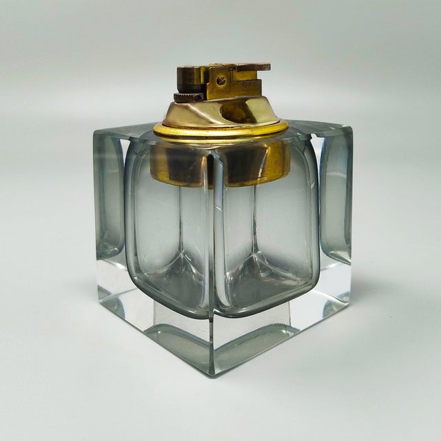 1960s Table Lighter in Grey Sommerso Murano Glass by Flavio Poli for Seguso, 1960s For Sale - Image 5 of 7
