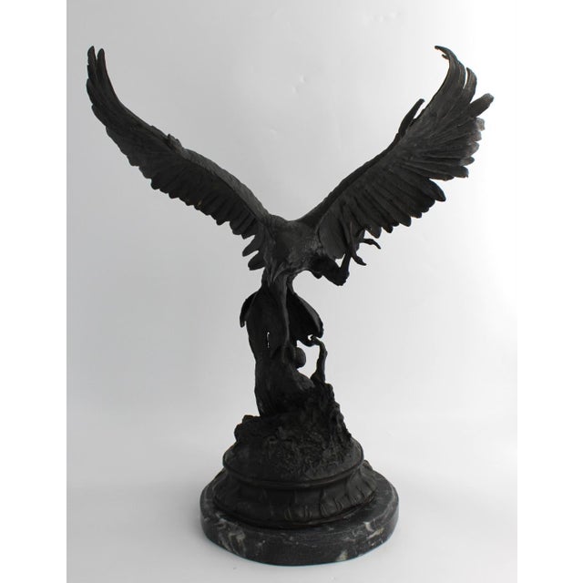 Antique French Bronze Sculpture of Eagle Falcon by Jules Moigniez, Large 24" For Sale - Image 4 of 15