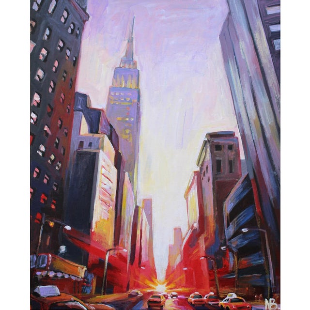 "New York City Sunset" Acrylic Painting by Natalia Bessonova Contemporary For Sale