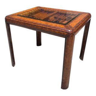 Vintage Leather Clad Backgammon Game Table For Sale
