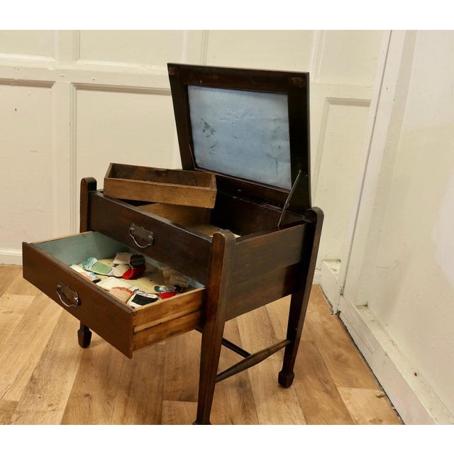 Oak Sewing Box Table with Drawer, 1930s For Sale - Image 6 of 10