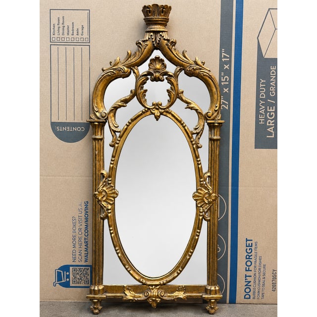 Late 19th Century 19th-C. Petite Italian Rococo Carved Giltwood Shell Motif Wall Mirror For Sale - Image 5 of 5